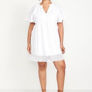 Old Navy White Eyelet mini swing dress